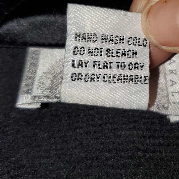 Alberto Makali Black Silk Rhinestone Long Sleeve Wrap Blouse Evening Top Large - Picture 8 of 11